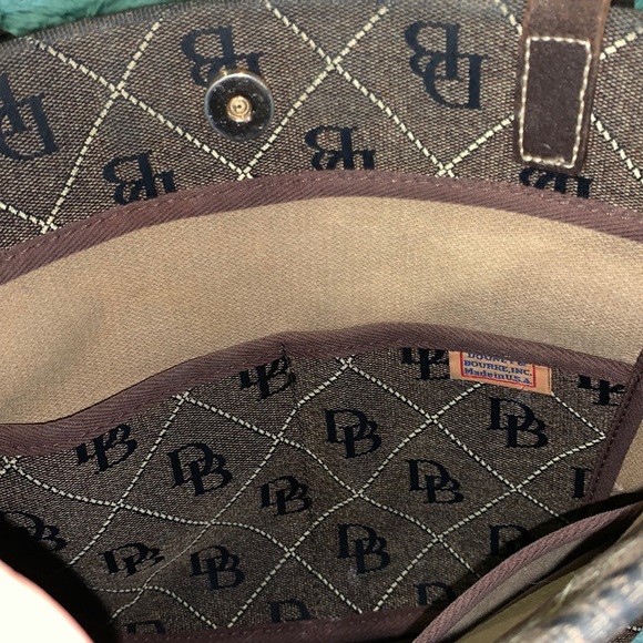 Dooney & Bourke Monogram Tassel Dark Brown Canvas Bucket Bag - Picture 6 of 13
